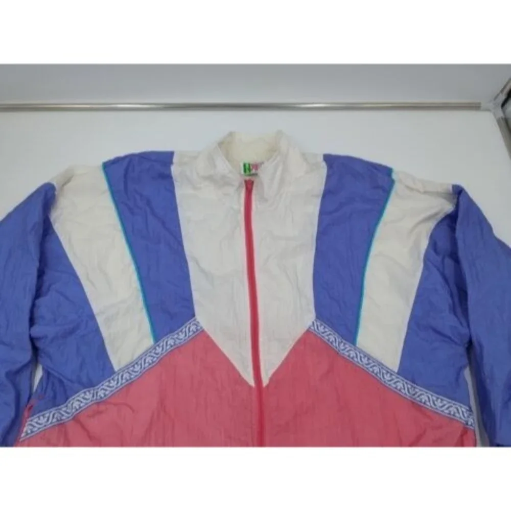 Vintage Bold Spirit Womens Nylon Windbreaker Jacket Size XL Grannycore Pastel 90
